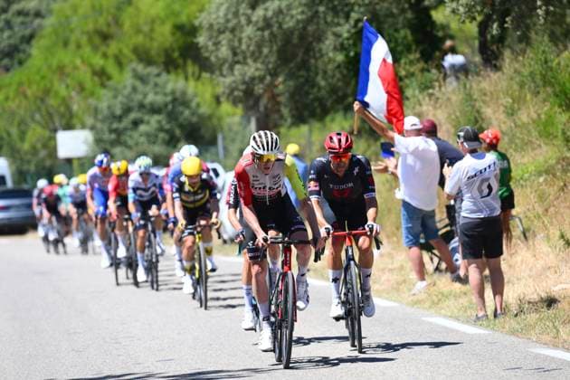 Tour de France 2025 Stage 16 MONT-VENTOUX, FRANCE - JULY 22 : Barre Louis (FRA) of Intermarche - Wanty during stage 16 of the 112th edition of Tour de France an UCI World Tour 2.UWT cycling road race stage for Men Elite of 172 km with start in Montpellier and finish in Mont-Ventoux on July 22, 2025 in Mont-Ventoux, France, 22 07 2025 ( Motordriver Kenny Verfaillie - Mont-Ventoux France  Copyright: xVincentxKalutx