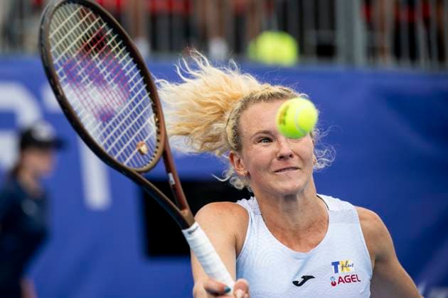Czech tennis player Katerina Siniakova playes against Elena-Gabriela Ruse of Romania at the WTA, Tennis Damen Livesport Prague Open 2025 on the courts of TK Sparta Prague, in Prague, Czech Republic, on July 21, 2025. (CTKxPhoto OndrejxDeml) CTKPhotoP2025072205051  CTKPhotoP2025072205051