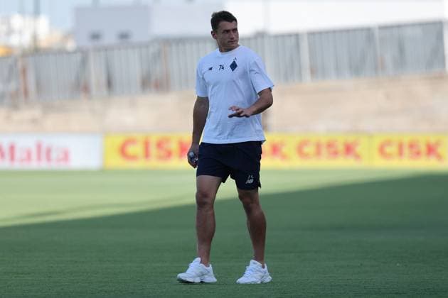 Denys Igantenko, goalkeeper of Dynamo Kyiv prior to the UEFA Champions League Second qualifying round, 1st leg soccer match between Hamrun Spartans FC and FC Dynamo Kyiv at the Tony Bezzina Stadium, in Paola, Malta, on 22 July 2025. UEFA Champions League - Hamrun Spartans FC v FC Dynamo Kyev