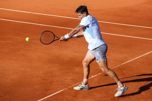 Umag, Croatia, 220725. 35th Plava Laguna Croatia Open Umag. Tennis match between Francesco Passaro and Camilo Ugo Carabelli. In the photo: Camilo Ugo Carabelli. Photo: Goran Sebelic CROPIX Copyright: xxGoranxSebelicx passaro_carabelli12-220725