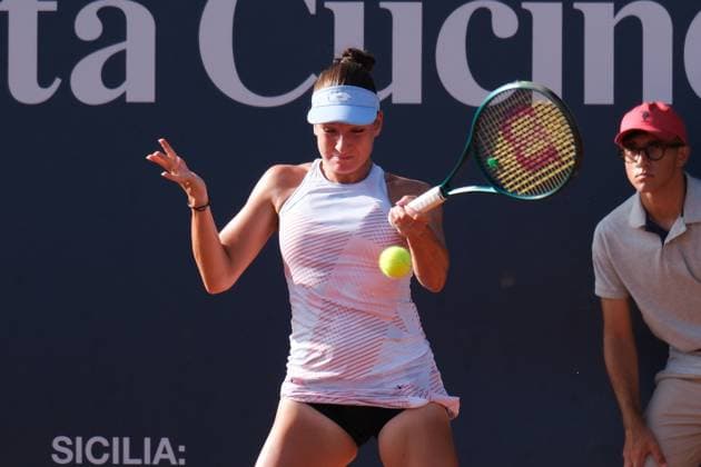 Darja Semenistaja in action against Julie Niemeyer during the 36th Palermo Ladies Open at Country Time Club during 36Â° Palermo Ladies Open, International Tennis match in Palermo, Italy, July 22 2025  Copyright: xFedericoxSerra IPAxSportx xipa-agency.netx xx IPA_60753219 IPA_Agency_IPA60753219