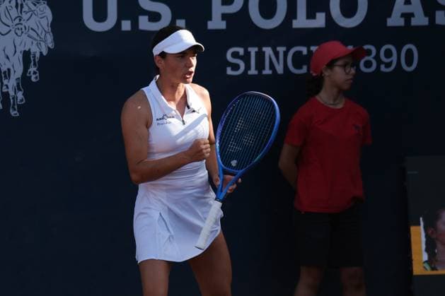 Miriam Bulgaru in action against Simona Waltert during the 36th Palermo Ladies Open at Country Time Club during 36Â° Palermo Ladies Open, International Tennis match in Palermo, Italy, July 22 2025  Copyright: xFedericoxSerra IPAxSportx xipa-agency.netx xx IPA_60753646 IPA_Agency_IPA60753646