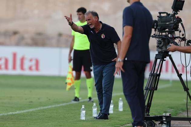 Giacomo Modica, head coach of Hamrun Spartans gestures during the UEFA Champions League Second qualifying round, 1st leg soccer match between Hamrun Spartans FC and FC Dynamo Kyiv at the Tony Bezzina Stadium, in Paola, Malta, on 22 July 2025. (Photo: Domenic Aquilina) UEFA Champions League - Hamrun Spartans FC v FC Dynamo Kyev