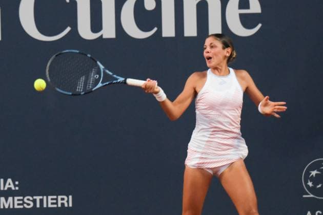 Giorgia Pedone in action against Oksana Selekhmeteva during the 36th Palermo Ladies Open at Country Time Club during 36Â° Palermo Ladies Open, International Tennis match in Palermo, Italy, July 22 2025  Copyright: xFedericoxSerra IPAxSportx xipa-agency.netx xx IPA_60763579 IPA_Agency_IPA60763579