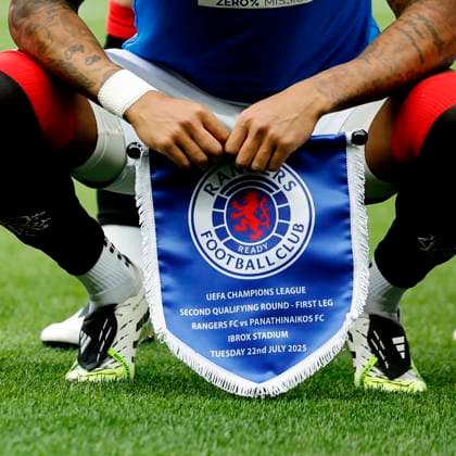 Rangers v Panathinaikos F.C. UEFA Champions League James Tavernier of Rangers with team pennant during the UEFA Champions League Second Qualifying Round First Leg match at Ibrox Stadium, Glasgow UK Newspapers OUT Copyright: xFredxPalmerx FIL-21991-0039