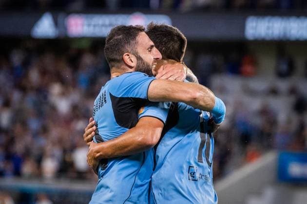 SLOVAN BRATISLAVA - ZRINJSKI MOSTAR Tigran Barseghyan and David Strelec of Slovan celebrate a goal during second qualifying round of UEFA Champions League football match between SK Slovan Bratislava and HSK Zrinjski Mostar. Bratislava, Slovakia, July 22, 2025. Copyright: xx _BRR5172