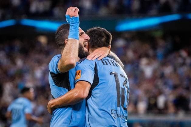 SLOVAN BRATISLAVA - ZRINJSKI MOSTAR Tigran Barseghyan and David Strelec of Slovan celebrate a goal during second qualifying round of UEFA Champions League football match between SK Slovan Bratislava and HSK Zrinjski Mostar. Bratislava, Slovakia, July 22, 2025. Copyright: xx _BRR5177