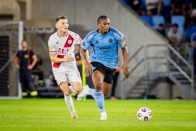 SLOVAN BRATISLAVA - ZRINJSKI MOSTAR Rahim Ibrahim of Slovan during second qualifying round of UEFA Champions League football match between SK Slovan Bratislava and HSK Zrinjski Mostar. Bratislava, Slovakia, July 22, 2025. Copyright: xx 080A6447