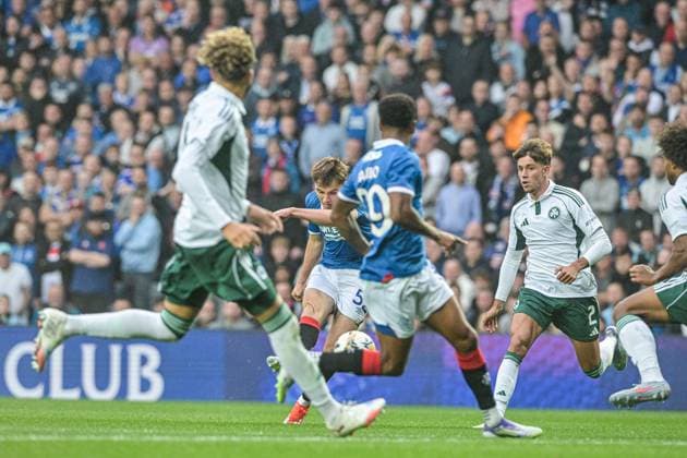 Rangers v Panathinaikos F.C. UEFA Champions League Findlay Curtis of Rangers scores their sides first goal of the match during the UEFA Champions League Second Qualifying Round First Leg match at Ibrox Stadium, Glasgow UK Newspapers OUT Copyright: xJamiexJohnstonx FIL-21990-0067
