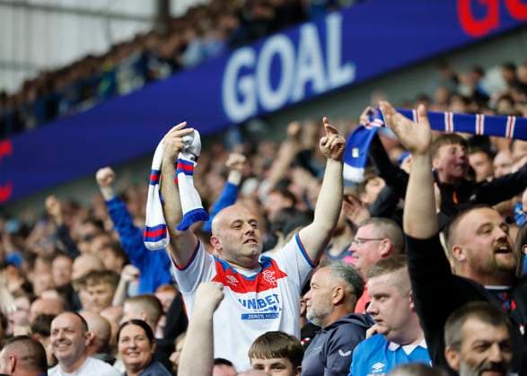Rangers v Panathinaikos F.C. UEFA Champions League Rangers supporters celebrate their teams first goal during the UEFA Champions League Second Qualifying Round First Leg match at Ibrox Stadium, Glasgow UK Newspapers OUT Copyright: xFredxPalmerx FIL-21991-0055