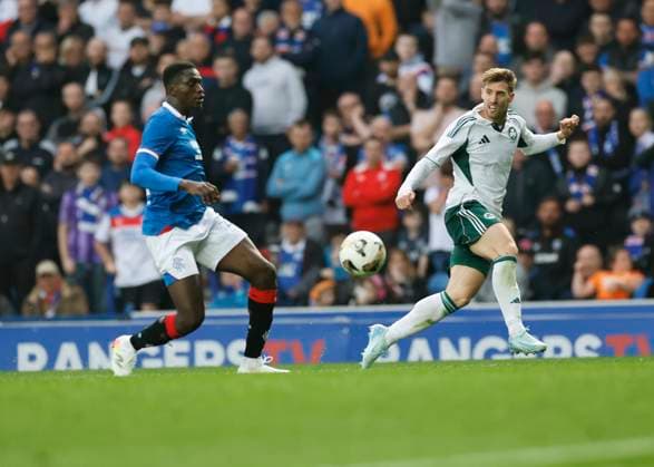 Rangers v Panathinaikos F.C. UEFA Champions League Nasser Djiga of Rangers (left) and Giorgos Kiriakopoulos of Panathinaikos F.C.(right) in action during the UEFA Champions League Second Qualifying Round First Leg match at Ibrox Stadium, Glasgow UK Newspapers OUT Copyright: xFredxPalmerx FIL-21991-0059