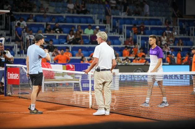 Umag, Croatia, 220725. 35th Plava Laguna Croatia Open Umag. Tennis match between Dino Prizmic and Elmer Moller. Photo: Goran Sebelic CROPIX Copyright: xxGoranxSebelicx prizmic_moller05-220725