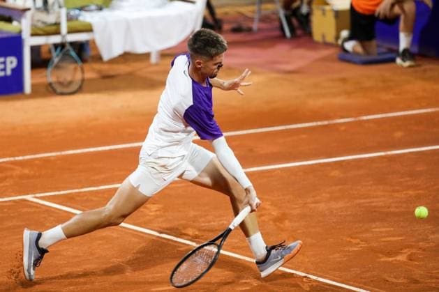 Umag, Croatia, 220725. 35th Plava Laguna Croatia Open Umag. Tennis match between Dino Prizmic and Elmer Moller. In the photo: Dino Prizmic. Photo: Goran Sebelic CROPIX Copyright: xxGoranxSebelicx prizmic_moller21-220725