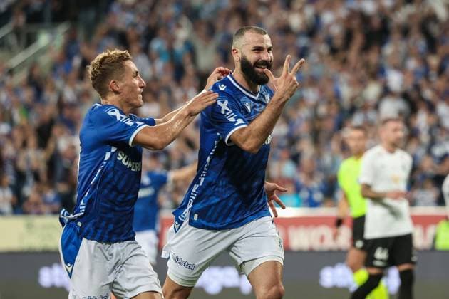 22.07.2025 POZNAN, BULGARSKA , ENEA STADION PILKA NOZNA (FOOTBALL), DRUGA RUNDA KWALIFIKACJI UEFA LIGA MISTRZOW 2025 - 2026 ( SECOND QUALIFYING ROUND 1ST LEG UEFA CHAMPIONS LEAGUE ) (GAME LECH POZNAN - BREIÃABLIK ) MECZ LECH POZNAN - BREIDABLIK NZ MIKAEL ISHAK RADOSC BRAMKA GOL TRZY BRAMKI TRZECIA BRAMKA HAT TRICK (L) JOEL PEREIRA FOTO JAKUB PIASECKI CYFRASPORT NEWSPIX.PL --- newspix.pl 