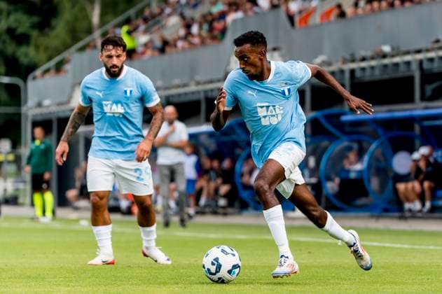 250722 Taha Ali of Malmö FF during the UEFA Champions League qualifier football match between FK RFS and Malmö FF on July 22, 2025 in Riga Photo Christian Örnberg BILDBYRAN COP 166 CO0590 fotboll football soccer fotball uefa champions league qualifiers champions league fk rfs malmö ff bbeng  Copyright: CHRISTIANxÖRNBERG BB250722CO124