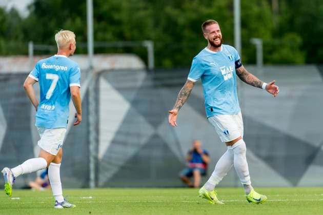 250722 Otto Rosengren and Pontus Jansson of Malmö FF celebrates during the UEFA Champions League qualifier football match between FK RFS and Malmö FF on July 22, 2025 in Riga Photo Christian Örnberg BILDBYRAN COP 166 CO0590 fotboll football soccer fotball uefa champions league qualifiers champions league fk rfs malmö ff bbeng jubel  Copyright: CHRISTIANxÖRNBERG BB250722CO136