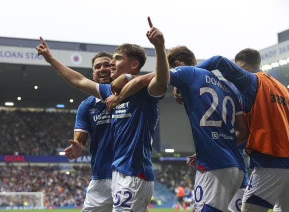 Findlay Curtis of Rangers celebrates scoring his sides first goal during UEFA Champions League second qualifying round first leg at Ibrox Stadium, Glasgow. Rangers v Panathinaikos, UEFA Champions League, 2nd Qualifying Round, Football, Ibrox Stadium, Glasgow, UK - 22 Jul 2025Glasgow Ibrox Stadium United Kingdom EDITORIAL USE ONLY No use with unauthorised audio, video, data, fixture lists, club league logos or live services. Online in-match use limited to 120 images, no video emulation. No use in betting, games or single club league player publications. Copyright: xRangersxFC Shutterstockx 15409270cb