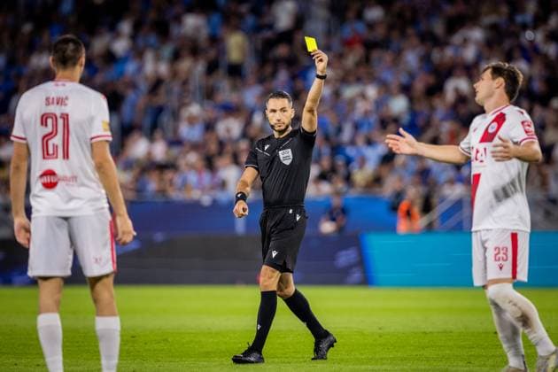 SLOVAN BRATISLAVA - ZRINJSKI MOSTAR referee Jeremie Pignard during second qualifying round of UEFA Champions League football match between SK Slovan Bratislava and HSK Zrinjski Mostar. Bratislava, Slovakia, July 22, 2025. Copyright: xx slo_zri031