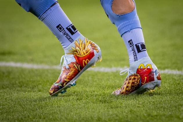 SLOVAN BRATISLAVA - ZRINJSKI MOSTAR Boots of Tigran Barseghyan of Slovan during second qualifying round of UEFA Champions League football match between SK Slovan Bratislava and HSK Zrinjski Mostar. Bratislava, Slovakia, July 22, 2025. Copyright: xx slo_zri041