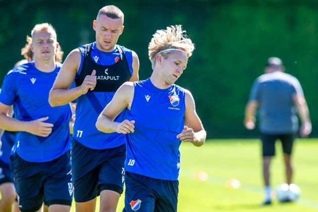 L-R Michal Frydrych, Ladislav Almasi and Matej Sin attend a training session of Banik Ostrava players prior to the UEFA Europa League match: FC Banik Ostrava vs Legia Warszawa, in Ostrava, Czech Republic, July 23, 2025. (CTKxPhoto VladimirxPrycek) CTKPhotoP2025072303197  CTKPhotoP2025072303197