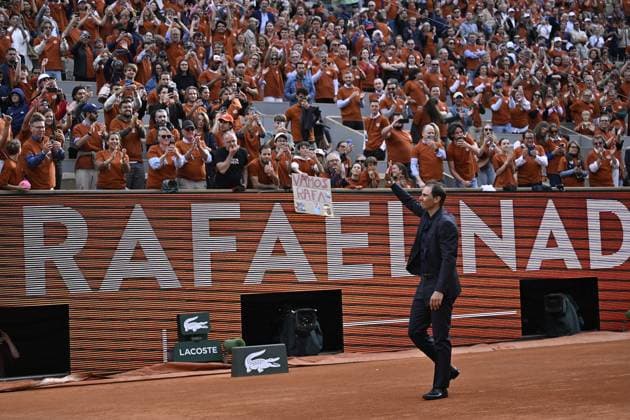 Rafael Nadal honored with tribute ceremony on Day 1 of French Open in Paris PARIS, FRANCE - MAY 25: Spanish tennis legend Rafael Nadal is seen during a tribute ceremony held in his honor on the first day of the French Open (Roland Garros) Grand Slam tournament in Paris, France, on May 25, 2025. Nadal, a 14-time French Open champion, holds the record for the most titles at a single Grand Slam and has won a total of 22 Grand Slam titles throughout his career, becoming the first male player to do so. Ile-de-France France. Editorial use only. Please get in touch for any other usage.  Copyright: x2025xAnadoluxBurakxAkbulutx