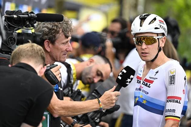Belgian Tim Merlier of Soudal Quick-Step pictured before stage 17 of the 2025 Tour de France cycling race, from Bollene to Valence (161km), on Wednesday 23 July 2025 in France. The 112th edition of the Tour de France starts on Saturday 5 July in Lille, France, and will finish in Paris, France on the 27th of July. JASPERxJACOBS  x129850112x