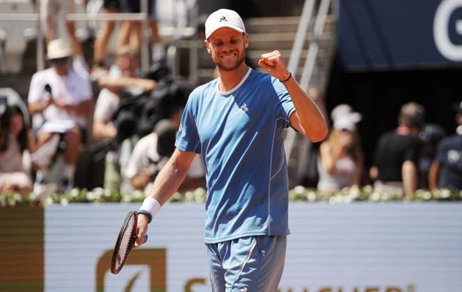 TENNIS - ATP, Tennis Herren Generali Open 2025 KITZBUEHEL,AUSTRIA,23.JUL.25 - TENNIS - ATP World Tour, Generali Open. Image shows the rejoicing of Yannick Hanfmann (GER).  GEPAxpictures xMatthiasxHauer