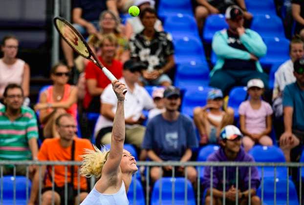 Czech tennis player Katerina Siniakova playes against Dominika Salkova of Czech at the WTA, Tennis Damen Livesport Prague Open 2025 on the courts of TK Sparta Prague, in Prague, Czech Republic, on July 23, 2025. (CTKxPhoto RomanxVondrous) CTKPhotoP2025072305228  CTKPhotoP2025072305228
