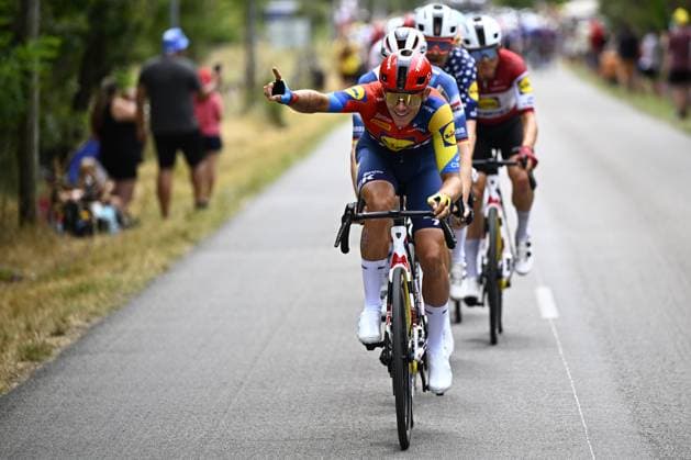 Belgian Thibau Nys of Lidl-Trek pictured in action during stage 17 of the 2025 Tour de France cycling race, from Bollene to Valence (161km), on Wednesday 23 July 2025 in France. The 112th edition of the Tour de France starts on Saturday 5 July in Lille, France, and will finish in Paris, France on the 27th of July. JASPERxJACOBS  x129851945x