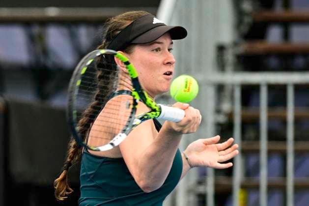 Czech tennis player Dominika Salkova playes against Katerina Siniakova of Czech at the WTA, Tennis Damen Livesport Prague Open 2025 on the courts of TK Sparta Prague, in Prague, Czech Republic, on July 23, 2025. (CTKxPhoto RomanxVondrous) CTKPhotoP2025072305302  CTKPhotoP2025072305302