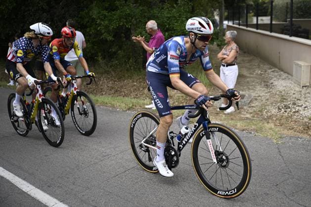 German Maximilian Max Schachmann of Soudal Quick-Step pictured in action during stage 17 of the 2025 Tour de France cycling race, from Bollene to Valence (161km), on Wednesday 23 July 2025 in France. The 112th edition of the Tour de France starts on Saturday 5 July in Lille, France, and will finish in Paris, France on the 27th of July. JASPERxJACOBS  x129853674x