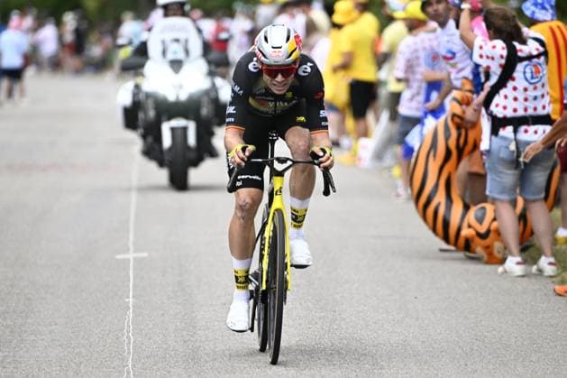 Belgian Wout van Aert of Team Visma-Lease a Bike pictured in action during stage 17 of the 2025 Tour de France cycling race, from Bollene to Valence (161km), on Wednesday 23 July 2025 in France. The 112th edition of the Tour de France starts on Saturday 5 July in Lille, France, and will finish in Paris, France on the 27th of July. JASPERxJACOBS  x129861432x