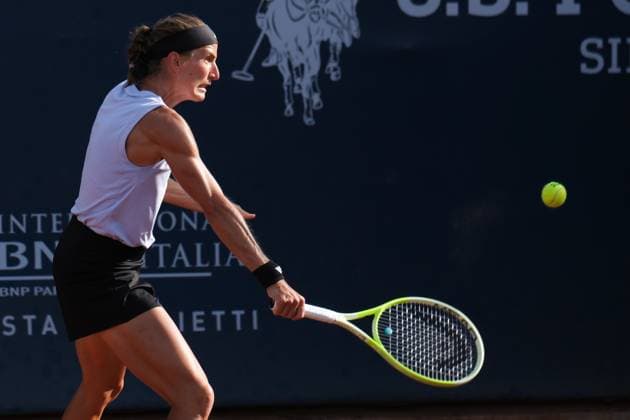 Kathinka von Deichmann in action against Tatiana Prozorova during the 36th Palermo Ladies Open at Country Time Club during 36Â° Palermo Ladies Open, International Tennis match in Palermo, Italy, July 23 2025  Copyright: xFedericoxSerra IPAxSportx xipa-agency.netx xx IPA_60824503 IPA_Agency_IPA60824503