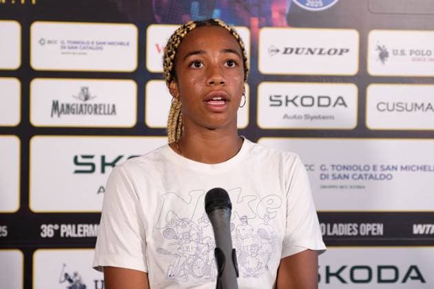 press conference, PK, Pressekonferenz Tyra Grant during the 36th Palermo Ladies Open at Country Time Club during 36Â° Palermo Ladies Open, International Tennis match in Palermo, Italy, July 23 2025  Copyright: xFedericoxSerra IPAxSportx xipa-agency.netx xx IPA_60826535 IPA_Agency_IPA60826535