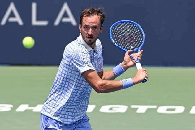 July 23, 2025, Washington, D.C, U.S: DANIL MEDVEDEV hits a volley during his match against Reilly Opelka at the Rock Creek Tennis Center. Washington U.S - ZUMAg196 20250723_zap_g196_038 Copyright: xKylexGustafsonx
