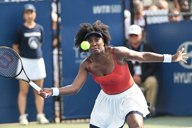 July 23, 2025, Washington, District of Columbia, U.S: VENUS WILLIAMS hits a volley during her quarterfinal doubles match with Hailey Baptiste at the Rock Creek Tennis Center. Williams run in doubles with partner Baptiste ended in the second round Wednesday with a 6-4, 3-6, 10-6 loss. Washington USA - ZUMAg196 20250723_zap_g196_005 Copyright: xKylexGustafsonx