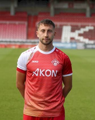 24 07 2025, Regionalliga Bayern, FC Wuerzburger Kickers, Regionalliga Bayern, Portraettermin 2025 2026 v li Dominik Meisel FC Wuerzburger Kickers , single picture, portrait, portrait format Wuerzburg AKON ARENA Bayern Germany