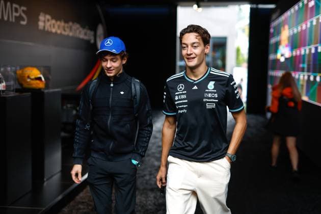12 Andrea Kimi Antonelli ITA, Mercedes AMG Petronas F1 Team , 63 George Russell GBR, Mercedes AMG Petronas F1 Team , F1 Grand Prix of Belgium at Circuit de Spa Francorchamps on July 24, 2025 in Spa Francorchamps, Belgium Photo by HOCH ZWEI Spa Francorchamps Belgium