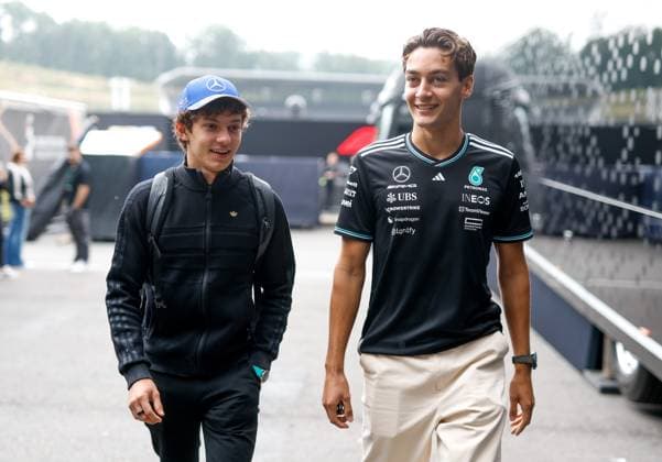 12 Andrea Kimi Antonelli ITA, Mercedes AMG Petronas F1 Team , 63 George Russell GBR, Mercedes AMG Petronas F1 Team , F1 Grand Prix of Belgium at Circuit de Spa Francorchamps on July 24, 2025 in Spa Francorchamps, Belgium Photo by HOCH ZWEI Spa Francorchamps Belgium
