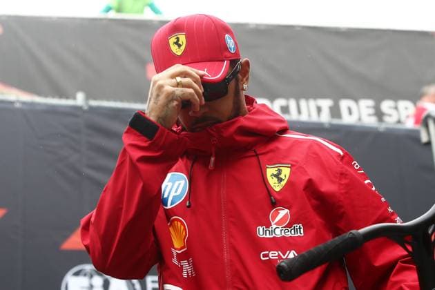 24 07 2025, xsvx, Motorsport FIA Formula 1, Belgian Grand Prix v l Lewis Hamilton Ferrari starting number 44 FIA REGULATIONS PROHIBIT ANY USE OF PHOTOGRAPHS as IMAGE SEQUENCES and or QUASI VIDEO Spa