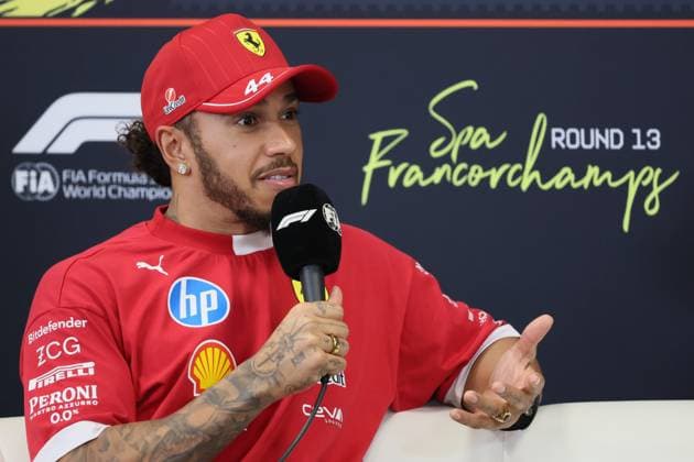 Scuderia Ferrari UK rider Lewis Hamilton pictured at preparations for the Grand Prix F1 of Belgium race, in Spa-Francorchamps, Thursday 24 July 2025. The Spa-Francorchamps Formula One Grand Prix takes place this weekend, from July 24th to July 27th. BENOITxDOPPAGNE  x129921075x