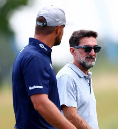 LIV Golf Chairman Yasir Al-Rumayyan and Bryson DeChambeau of USA. LIV Golf UK, Pro-AM, Golf, JCB Golf & Country Club, Uttoxeter, UK - 24 Jul 2025Uttoxeter JCB Golf & Country Club United Kingdom EDITORIAL USE ONLY No use with unauthorised audio, video, data, fixture lists, club league logos or live services. Online in-match use limited to 120 images, no video emulation. No use in betting, games or single club league player publications. Copyright: xJamesxMarsh Shutterstockx 15410870i
