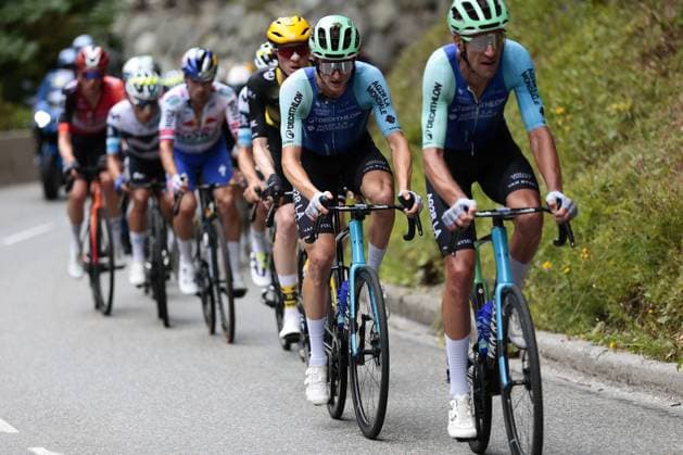Austrian Felix Gall of Decathlon AG2R La Mondiale Team and French Bruno Armirail of Decathlon AG2R La Mondiale Team pictured in action during stage 18 of the 2025 Tour de France cycling race, from Vif to Courchevel Col de la Loze, on Thursday 24 July 2025 in France. The 112th edition of the Tour de France starts on Saturday 5 July in Lille, France, and will finish in Paris, France on the 27th of July. POOLxLUCAxBETTINI  x129922834x