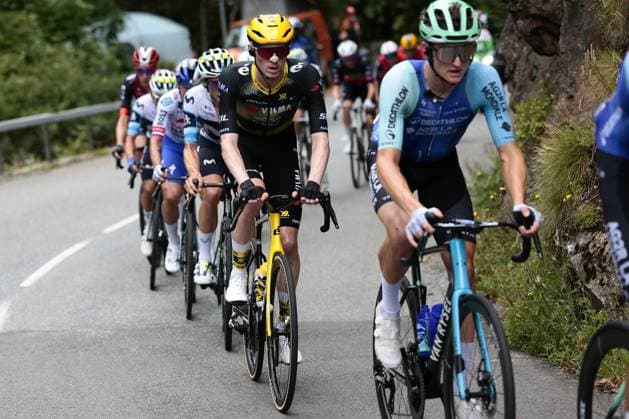 American Matteo Jorgenson of Team Visma-Lease a Bike pictured in action during stage 18 of the 2025 Tour de France cycling race, from Vif to Courchevel Col de la Loze, on Thursday 24 July 2025 in France. The 112th edition of the Tour de France starts on Saturday 5 July in Lille, France, and will finish in Paris, France on the 27th of July. POOLxLUCAxBETTINI  x129923912x