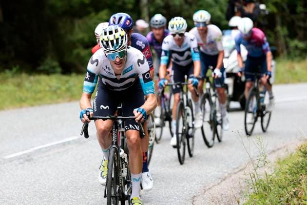 Tour de France 2025 Stage 18 COURCHEVEL COL DE LA LOZE, FRANCE - JULY 24 : Garcia Cortina Ivan (ESP) of Movistar Team during stage 18 of the 112th edition of Tour de France an UCI World Tour 2.UWT cycling road race stage for Men Elite of 171 km with start in Vif and finish in Courchevel Col de la Loze on July 24, 2025 in Courchevel Col de la Loze, France, 24 07 2025 ( Motordriver Kenny Verfaillie - Courchevel Col de la Loze France  Copyright: xLucaxBettinix