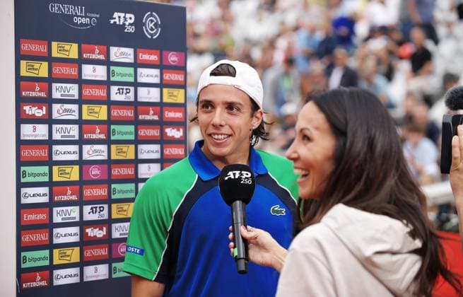 TENNIS - ATP, Tennis Herren Generali Open 2025 KITZBUEHEL,AUSTRIA,24.JUL.25 - TENNIS - ATP World Tour, Generali Open. Image shows Arthur Cazaux (FRA) and Karina Toth.  GEPAxpictures xMatthiasxHauer