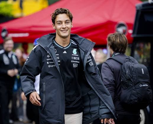SPA - George Russell (Mercedes) on the Spa-Francorchamps circuit ahead of the Belgian Grand Prix. ANP SEM VAN DER WAL xVIxANPxSportx xxANPxIVx 532090067 originalFilename: 532090067.jpg
