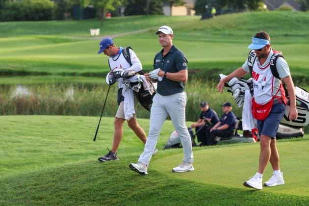 July 24th, 2025: Vince Whaley of the United States walks the first hole during the first round of the 3M Open 2025 at TPC Twin Cities on July 24, 2025 in Blaine, Minnesota. -CSM Blaine USA - ZUMAc04_ 20250724_zma_c04_001 Copyright: xStevenxGarciax