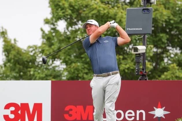 July 24th, 2025: Tom Hoge of the United States hits his shot on the first tee during the first round of the 3M Open 2025 at TPC Twin Cities on July 24, 2025 in Blaine, Minnesota. -CSM Blaine USA - ZUMAc04_ 20250724_zma_c04_027 Copyright: xStevenxGarciax