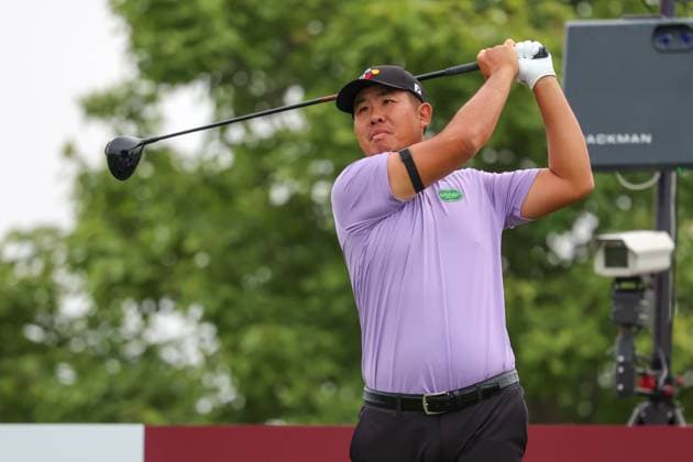 July 24th, 2025: Byeong Hun An of Korea hits his shot on the first tee during the first round of the 3M Open 2025 at TPC Twin Cities on July 24, 2025 in Blaine, Minnesota. -CSM Blaine USA - ZUMAc04_ 20250724_zma_c04_031 Copyright: xStevenxGarciax